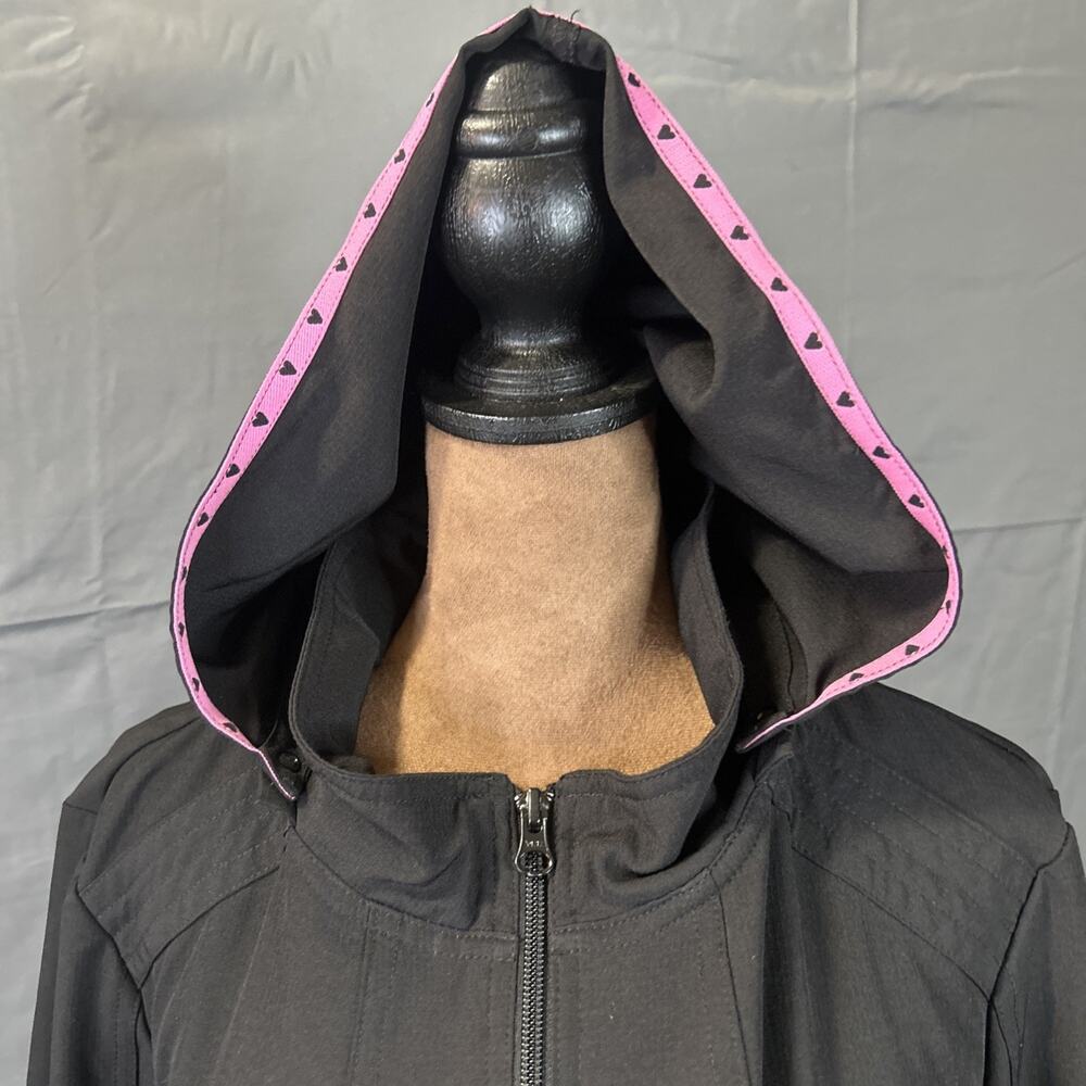 Heart Soul Black Hooded Nurse Jacket Size 3XL Medical Scrub Workwear